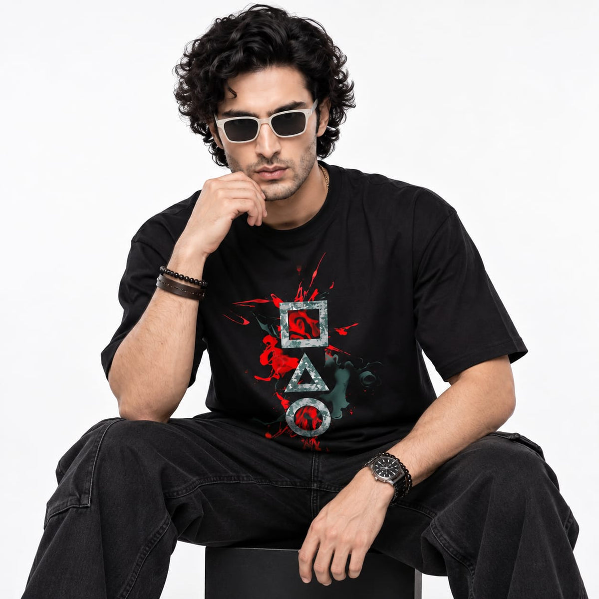 Graphic Oversized T-Shirt – Black