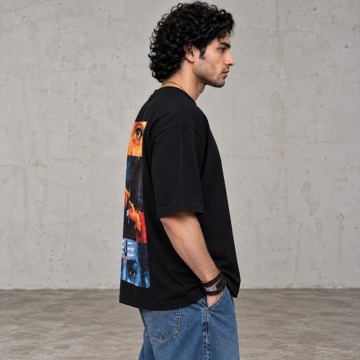 Mystic Art Oversized Black T-Shirt