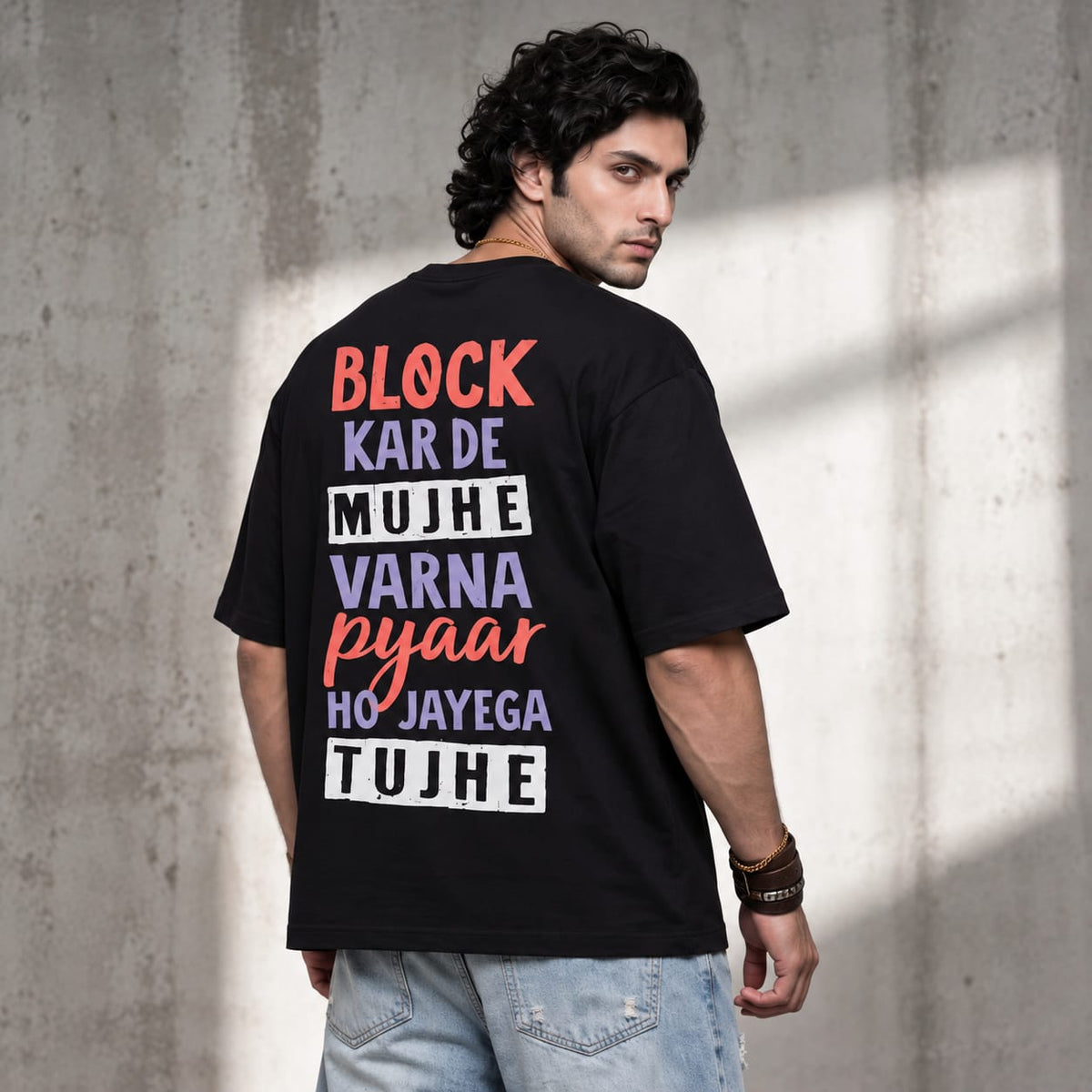 Men's Oversized Black Graphic T-Shirt