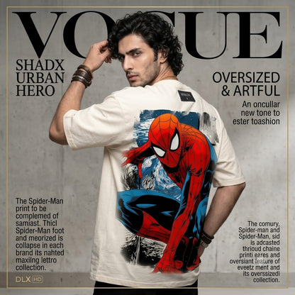 White Oversize T shirt with Spider man graphics print
