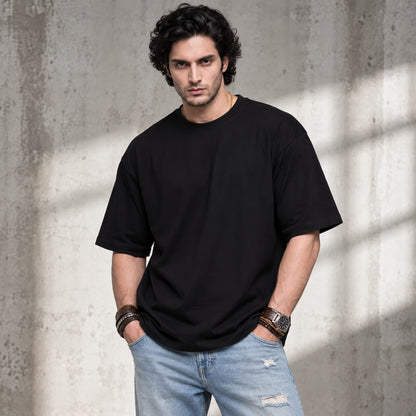Men's Oversized Black Graphic T-Shirt