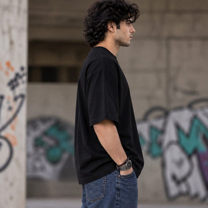 Men's Oversized Black Graphic T-Shirt
