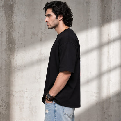 Men's Oversized Black Graphic T-Shirt